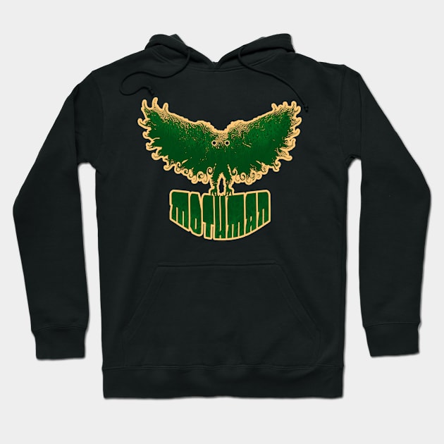 Mothman West Virginia Wing Humanoid Moth Retro Vintage Green Hoodie by National Cryptid Society